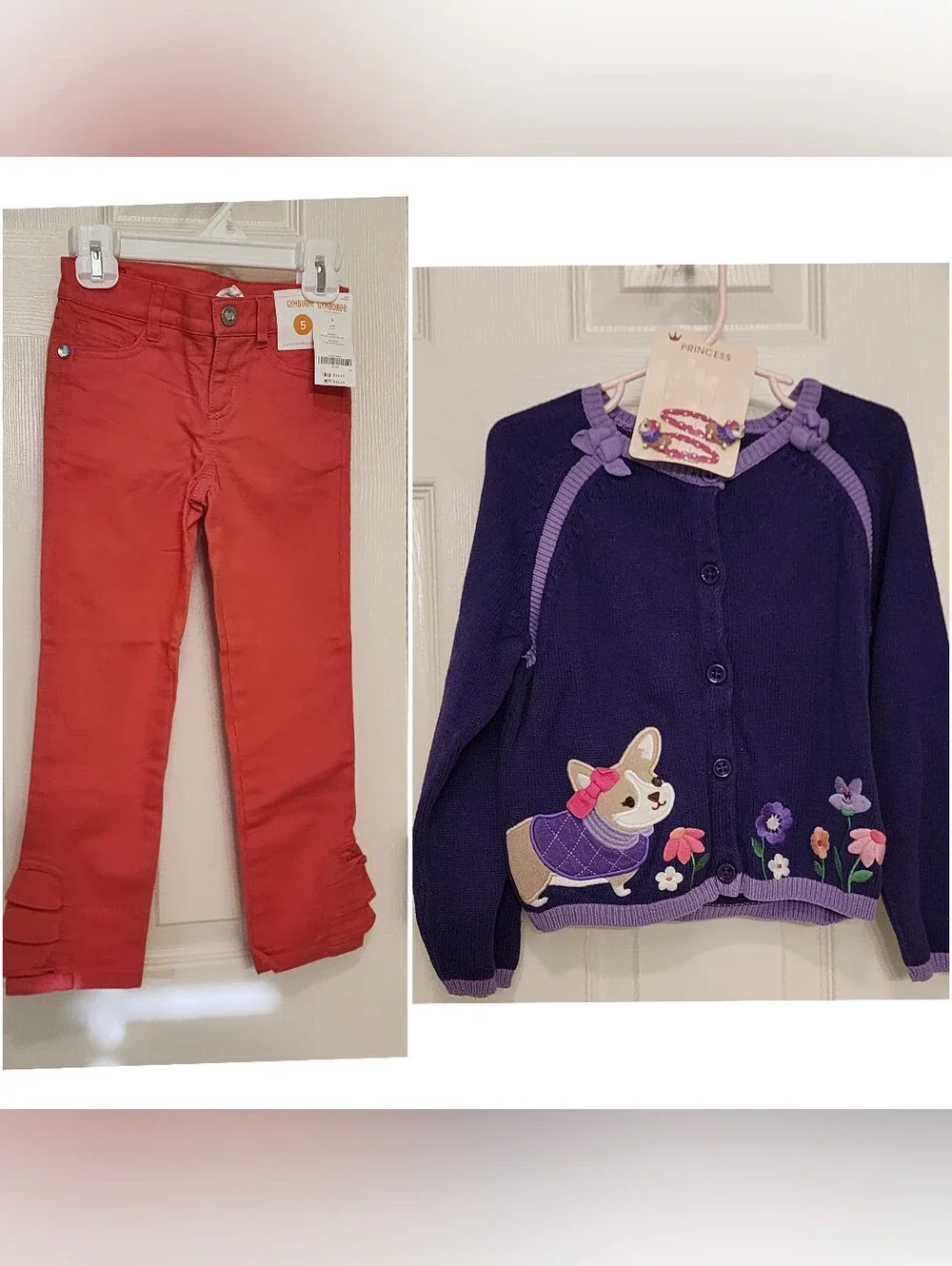 Gymboree stylish corgi 5T Falling for Feathers Pants NWT Sweater Hair Clips VGUC
